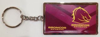 Brisbane Broncos Rectangular Colour Nrl Metal Key Ring Keyring