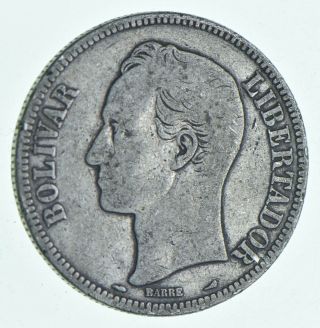 Silver - World Coin - 1912 Venezuela 5 Bolivares - World Silver Coin 24.  6g 469