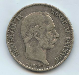 Denmark 2 Kroner 1876 Silver Vf
