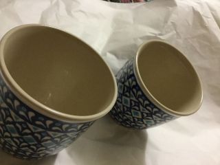 Pair (2) Boleslawiec Zaklady Blue Kaleidoscope Coffee Mug/Cup - 12 oz 2
