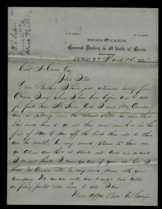 1875 Elk Point,  South Dakota Territory - Pioneer Letter - Sioux Valley Content