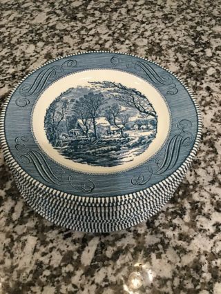Vintage Royal China Currier And Ives Dinner Plates 10 Inches Set Of 10plates