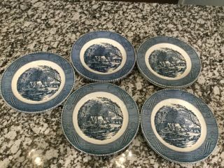 VINTAGE ROYAL CHINA CURRIER AND IVES DINNER PLATES 10 INCHES SET OF 10PLATES 3