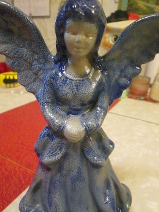 Bbp Beaumont Brothers Pottery Blue Salt Glaze Christmas Large Angel