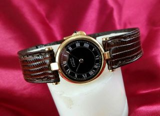 Ladies Must de CARTIER Watch.  Gold Plated.  With Factory Box 3