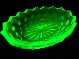 Green Vaseline Glass Jam Jelly Soap Dish American Pattern Uranium Candy Salt Dip