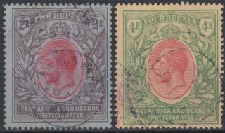 1912 - 19 Gv British East Africa 2 Rupee And 4 Rupee,  Sg54 And Sg56 Cat £86
