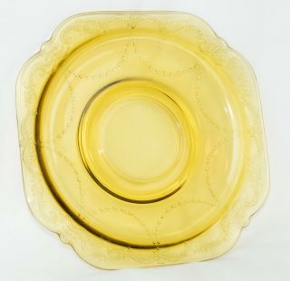 Federal Madrid Pattern Vintage Depression Glass Saucer Plate 5.  75 " Amber Yellow