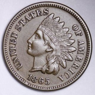 1865 Indian Head Small Cent Choice Au,  /unc E118 Tem