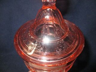 JEANNETTE DORIC PINK GLASS CANDY JAR & LID ACCENT PIECE TOO 3