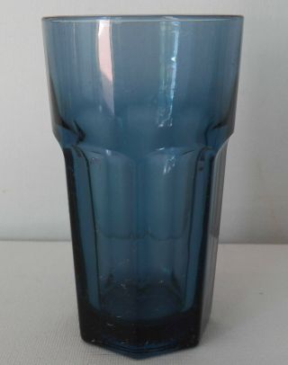 Vintage Libbey Glass Dusky Blue Gibraltar Pattern Tumbler / Cooler