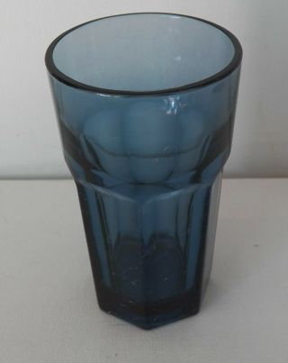 VINTAGE LIBBEY GLASS DUSKY BLUE GIBRALTAR PATTERN TUMBLER / COOLER 2