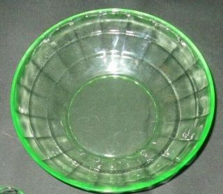 Anchor Hocking Block Optic Green Depression Vaseline Uranium Cereal Bowl 3