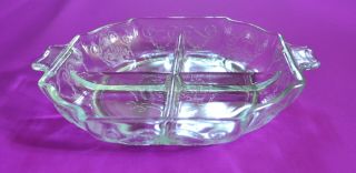 Antique Relish Dish Indiana Depression Glass Clear Divided Lorain Basket Pattern