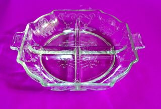 Antique Relish Dish Indiana Depression Glass Clear Divided Lorain Basket Pattern 3