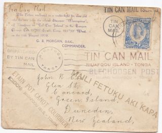 1938 Tonga Tin Can Mail John Cox Green Isl Nz Many Cachets Walt Geo Quensell