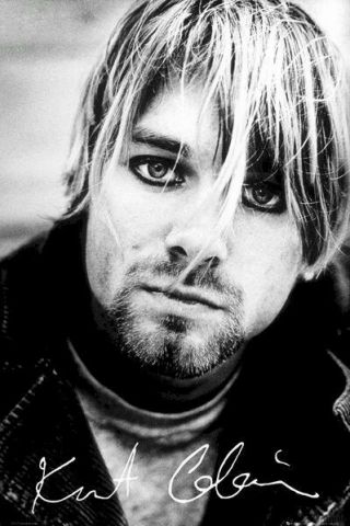 Kurt Cobain Photo Portrait 24x36 B/w Music Poster Rock Nirvana Grunge