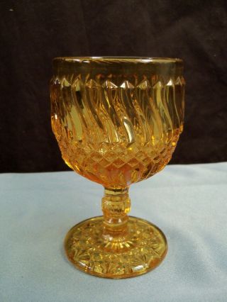 Fenton / L.  G.  Wright Amber Glass Wine Goblet - Jersey Swirl Pattern