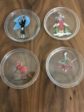Vintage Collectible Eti - Ket Glass Coasters - Set Of 4