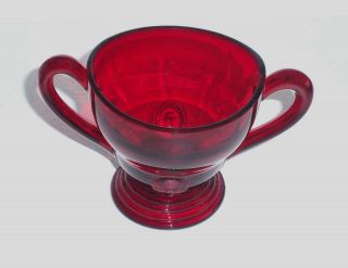 Martinsville Moondrops Ruby Red Handled Sugar Bowl Art Deco
