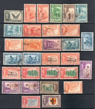Malaya Straits Settlements Sarawak 1950 Kgvi Complete Set Of Stamps