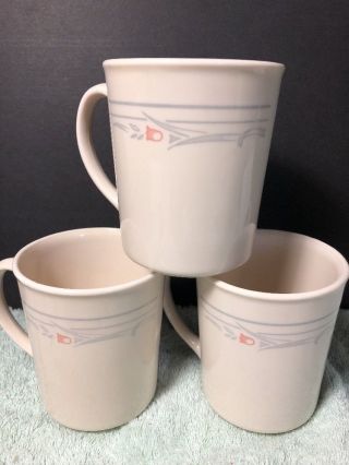 Set Of 3 Vintage Corelle Corning Rose Coffee Cup Mug Tea