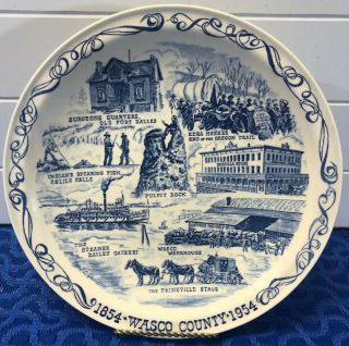 Vernon Kilns Plate 10 1/2” Wasco County Centennial 1954 - Art By Paul L.  Davidson