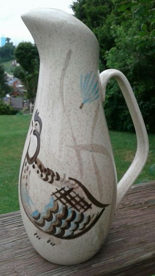 Vintage Red Wing Pottery Bob White Quail 12 " Pitcher