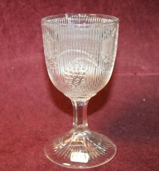 Eapg Boston & Sandwich Ribbed Grape Pattern Flint Water Goblet Ca.  1850