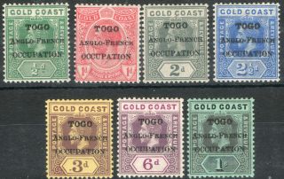 Togo Anglo - French Occupation 1916 Kgv Gold Coast Overprint Set To 1s Lmm