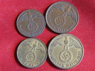 4german Nazi Coins Year Set 1937
