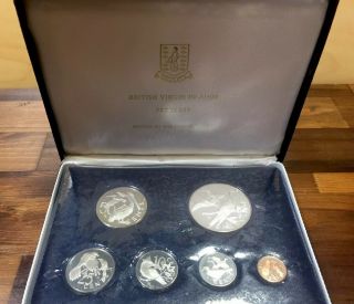 Franklin 1974 British Islands 6 Coin Proof Set W/ Solid Sterling Silver $1