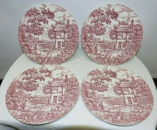 The Hunter By Myott Hand Engraved Hand Painted Dinner Plates Set Of 4