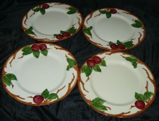 Set Of 4 Vintage Franciscan Apple Pattern 10 1/2 " Dinner Plates California Euc