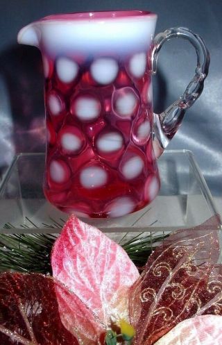 Fenton Glass " 30s " Cranberry " Opalescent " Dot Optic " Creamer/pitcher=see R Store