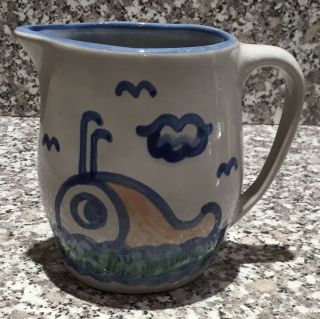 Vintage M A Hadley Whale Pitcher Stoneware Pottery Usa Hand Made Painted Euc