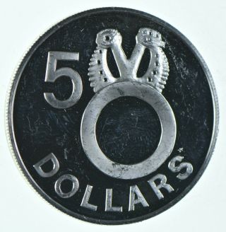 Silver - World Coin 1977 Solomon Islands 5 Dollars World Silver Coin 29.  1g 317