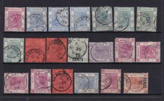 Hong Kong China Selection Of Early Qv Stamps All With Shanghai Postmarks
