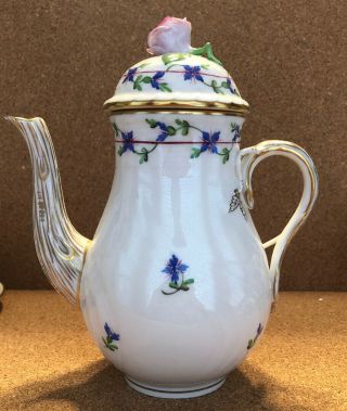 Herend Hungary Hand Painted Blue Garland Coffee Pot 1613
