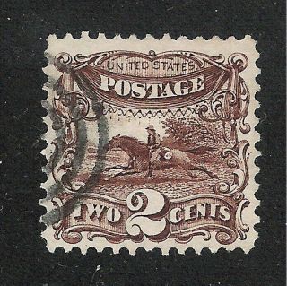 U.  S.  Scott 113 Post Horse & Rider 2c Brown Stamp.