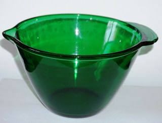 Vintage Anchor Hocking Forest Green Fire King 7 1/2 " Batter Bowl With Pour Spout