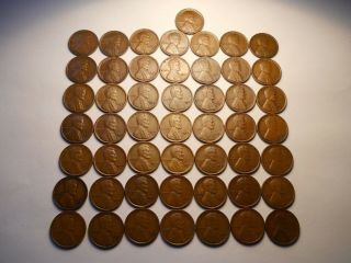 1927 - D 50 Piece Lincoln Wheat Cent Roll Vf,  To Xf/au Extremely Coins