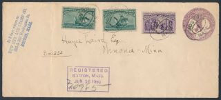 232 (2x),  235 On U349 Entire Registered Mail To Boston,  Mass 1893 Bt7548