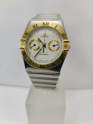 Omega Constellation Day Date 396.  1080 Mens Stainless Steel 18k Gold Quartz Watch