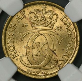 1925 - Hcn Gj Ngc Ms64 Denmark 1/2 Krone Small 5
