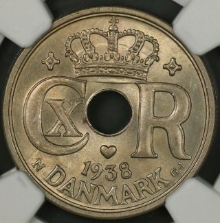 1938 - N Gj Ngc Ms64 Denmark 25 Ore