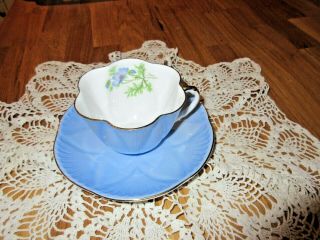 Vintage Shelley Cup And Saucer Dainty Soft Blue England Elegent