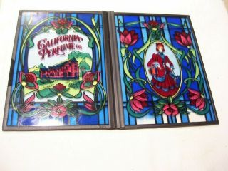 (r) Vintage California Perfume Co Stained Glass Advertising Display