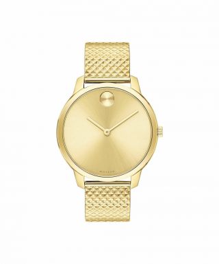 Movado Bold Yellow Gold Pvd Stainless Steel Bracelet Womens Watch 3600598