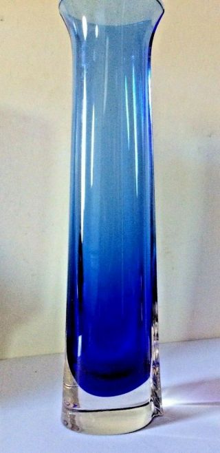 Vintage Murano Blue Glass Stem Vase